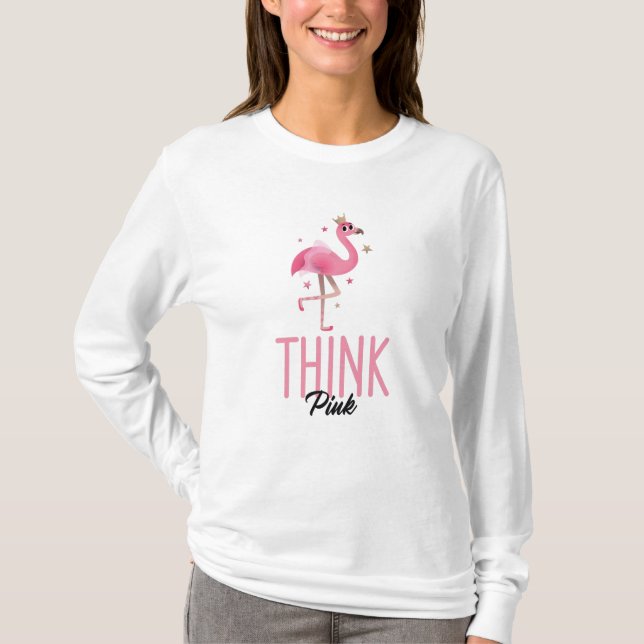 Cute Flamingo Lovers Flocked Graphics Apperal T-Shirt (Front)
