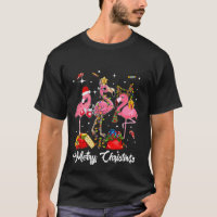 Cute Flamingo Merry Christmas Gift  T-Shirt