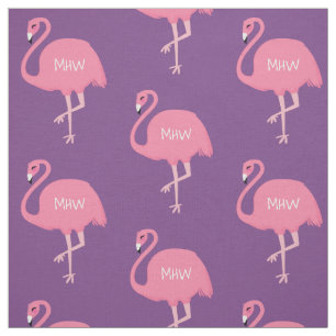Cute Flamingo optional custom monogram fabric