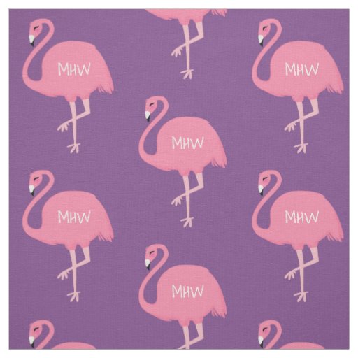 Cute Flamingo optional custom monogram fabric