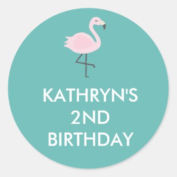 Cute Flamingo Pastel Personalized Sticker by Popcornparty at Zazzle