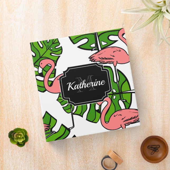 Cute Flamingo Pattern 3 Ring Binder (In Situ)