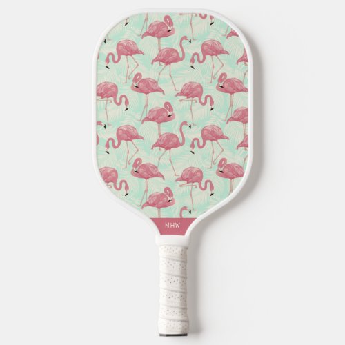 Cute Flamingo pattern custom monogram Pickleball Paddle