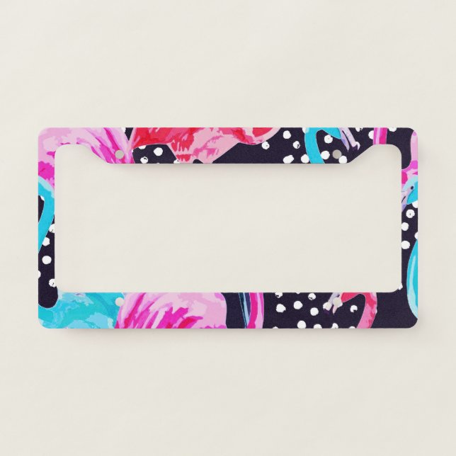 Cute Flamingo Pattern License Plate Frame (Front)