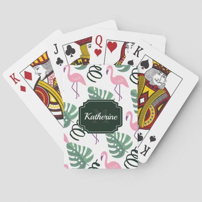 Cute Flamingo Pattern Poker Cards (Back)
