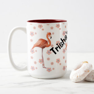 Cute flamingo personalized Two-Tone coffee mug