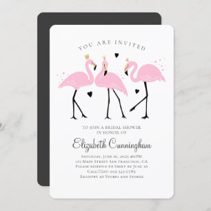 Cute Flamingo Princess Bridal Shower Invitation