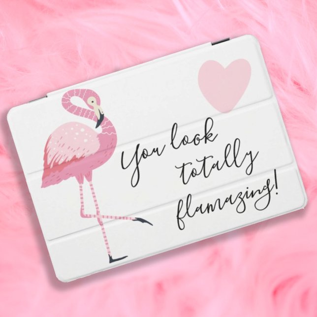 Cute Flamingo Quote Totally Flamazing Pink White  iPad Pro Cover (Creator Uploaded)