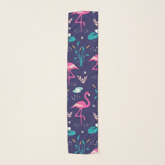 Cute Flamingo Seamless Pattern Scarf (Front)