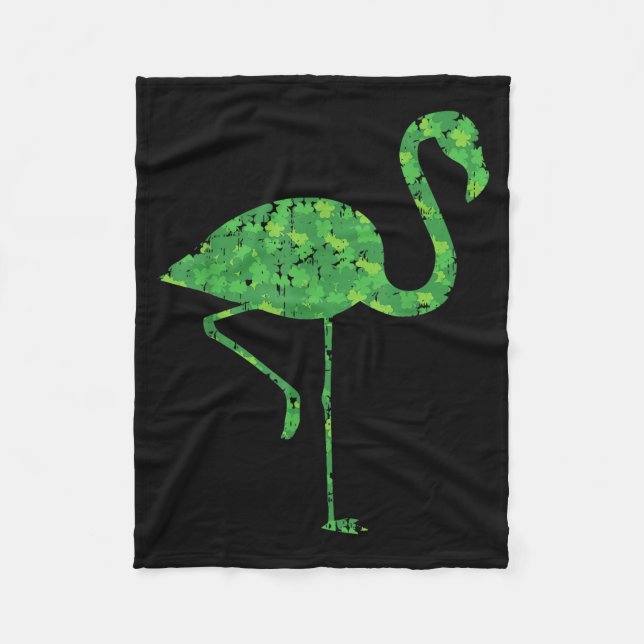 Cute Flamingo Shamrocks Shirt St Patricks Day Anim Fleece Blanket (Front)