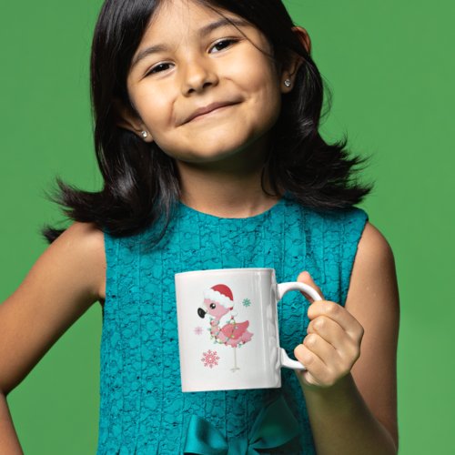 Cute Flamingo Snowflakes Child Name Love Santa Coffee Mug