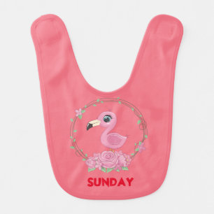 Cute Flamingo Sunday Baby Bib