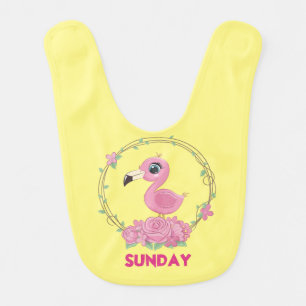 Cute Flamingo Sunday Baby Bib
