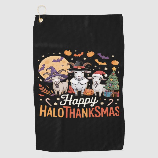 Cute Flamingo Thanksgiving I'm Not a Turkey! Funny Golf Towel (Front)