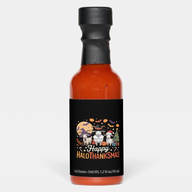 Cute Flamingo Thanksgiving I'm Not a Turkey! Funny Hot Sauces (Front)