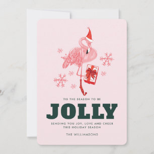 Cute Flamingo Tropical Beach Festive Christmas Holiday Card