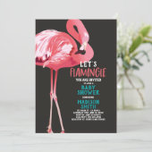 Cute Flamingo Tropical Let's Flamingle Baby Shower Invitation (Standing Front)