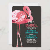 Cute Flamingo Tropical Let's Flamingle Birthday Invitation (Front)