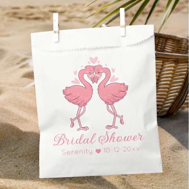 Cute Flamingo Tropical Pink Hawaiian Bridal Shower Favor Bag (Creator Uploaded)