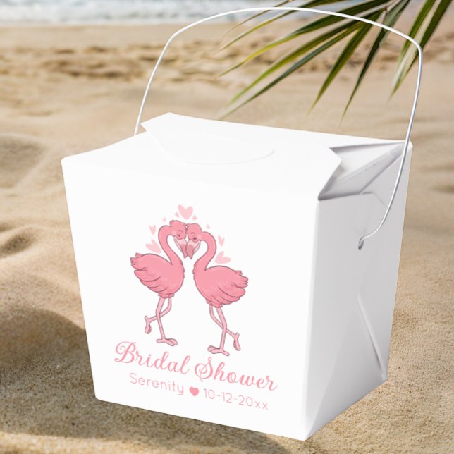 Cute Flamingo Tropical Pink Hawaiian Bridal Shower Favor Boxes (Creator Uploaded)