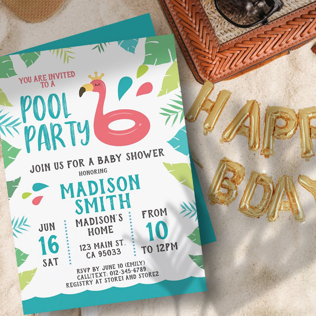 Pool party baby shower 2024 invitations