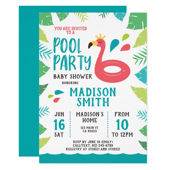 pool party baby shower invitations