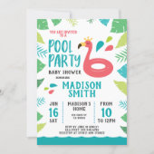 Cute Flamingo Tropical  Pool Party Baby Shower Invitation (Front)