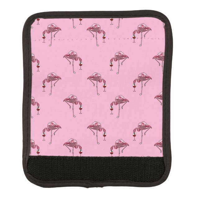 Cute Flamingo Wine Drinker Novelty Gifts Luggage Handle Wrap (Front)