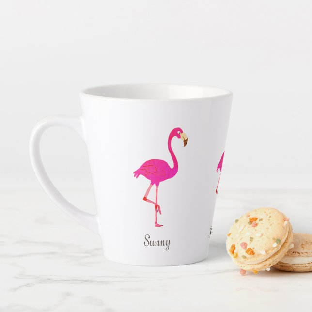 Cute flamingos and calligraphy latte mug (In Situ)