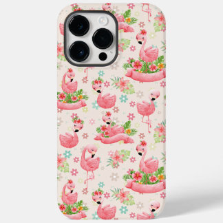 Cute flamingos and tropical flowers Case-Mate iPhone 14 pro max case