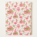 Cute flamingos and tropical flowers planner
