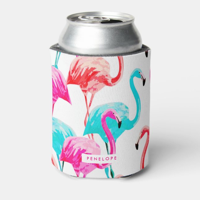 Cute Flamingos Can Cooler (Can Back)