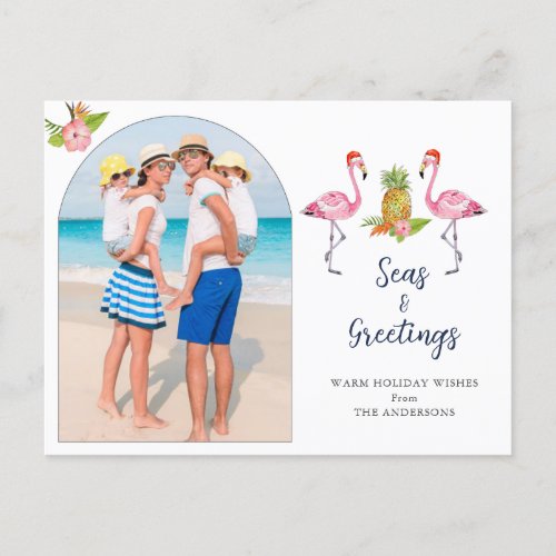 Cute Flamingos Christmas photo Holiday