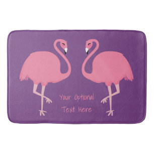 Cute Flamingos custom text bath mats