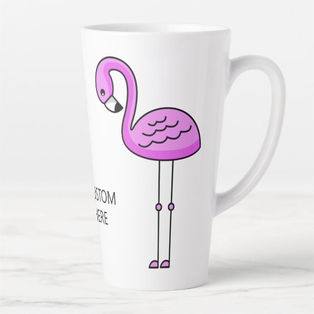 Cute Flamingos custom text Latte mug (Right)