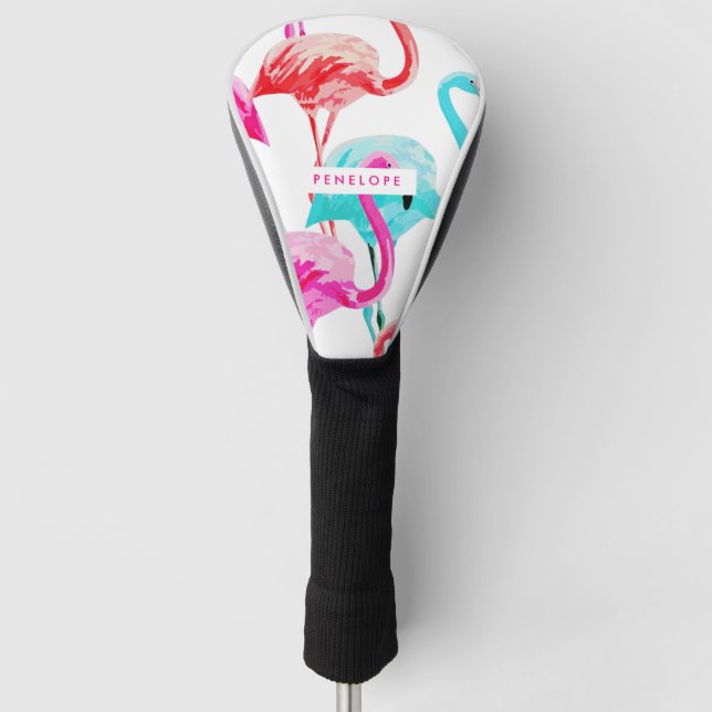 Cute Flamingos Golf Head Cover (Front)