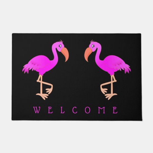 Cute Flamingos _ Happy _ Welcome _ Doormat