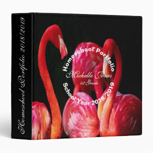 Cute Flamingos Homeschool Portfolio 3 Ring Binder