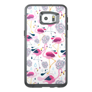 Cute Flamingos & Stylized Tropical Flowers Pattern OtterBox Samsung Galaxy S6 Edge Plus Case