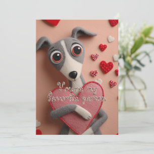 Cute Flannel Puppy With Hearts Valentine-Birthday Holiday Card