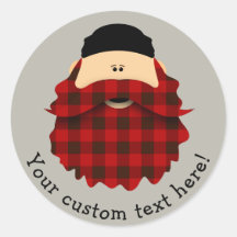 Cute Flannel Red Plaid Bearded Character