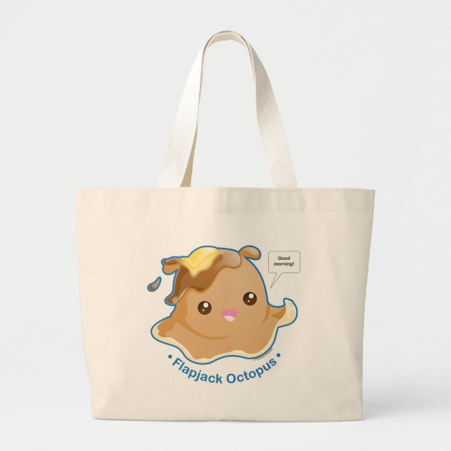 Cute Flapjack Octopus Large Tote Bag (Front)