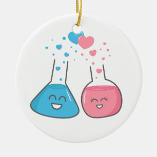Cute flasks in love, we've got chemistry ceramic ornament