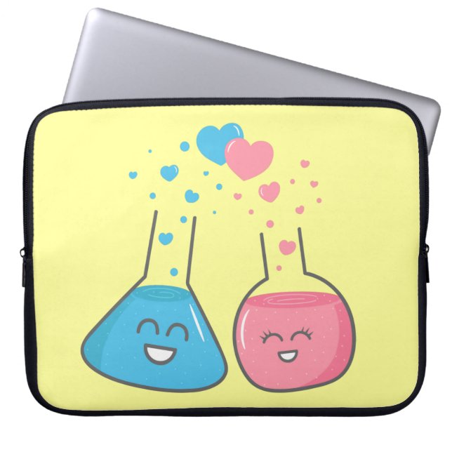 Cute flasks in love, we've got chemistry laptop sleeve (Front)