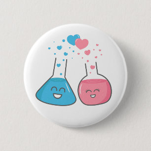 Cute Flasks with Perfect Chemistry in Love Button