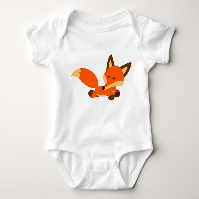 Cute Fleet Cartoon Fox Baby Bodysuit (Front)