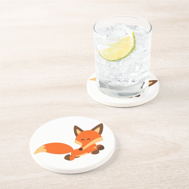 Cute Fleet Cartoon Fox Coaster (Side)