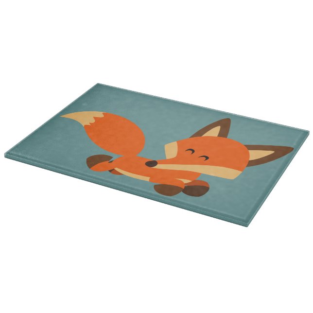 Cute Fleet Cartoon Fox Cutting Board (Corner)