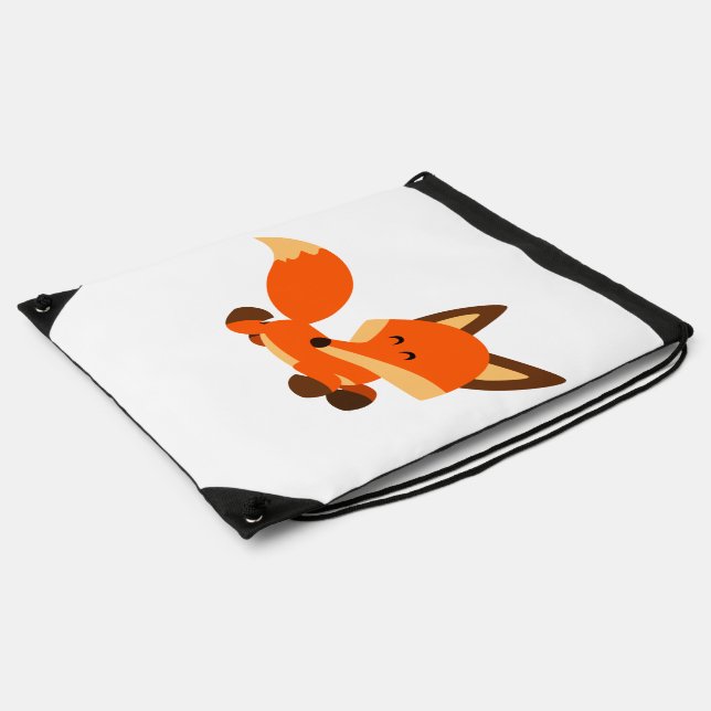 Cute Fleet Cartoon Fox Drawstring Backpack (Side)