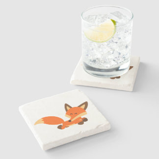 Cute Fleet Cartoon Fox Stone Coaster